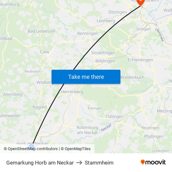 Gemarkung Horb am Neckar to Stammheim map