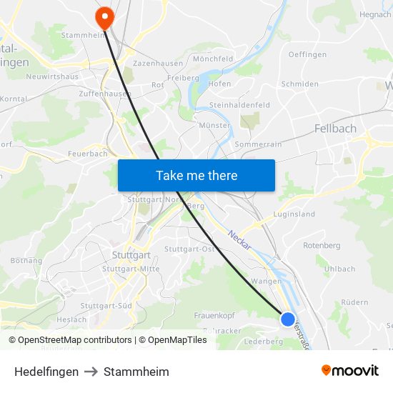 Hedelfingen to Stammheim map