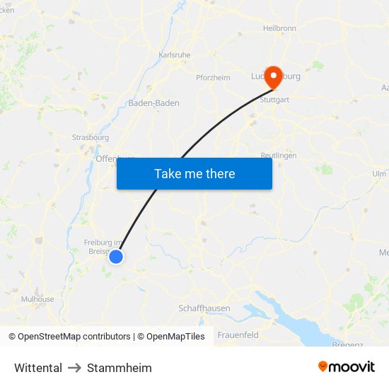 Wittental to Stammheim map