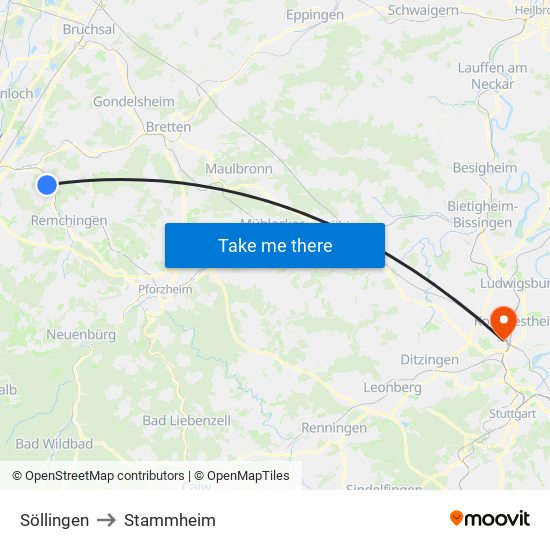 Söllingen to Stammheim map