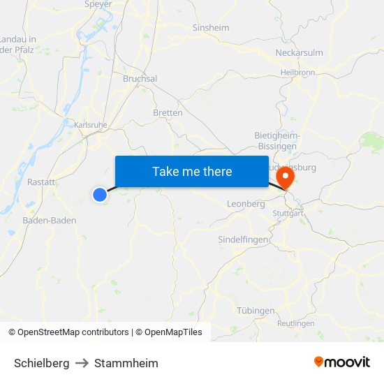 Schielberg to Stammheim map