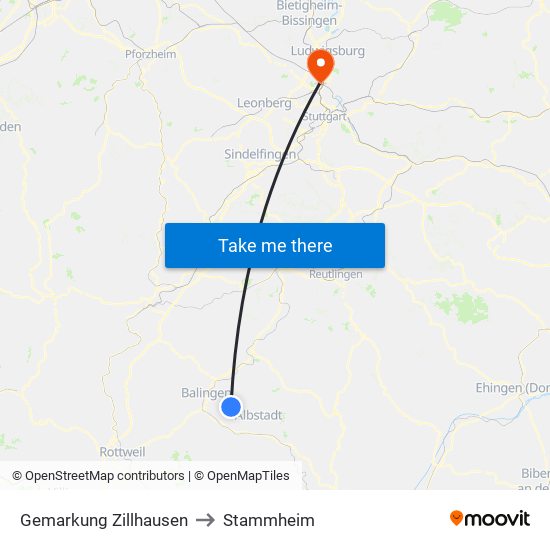 Gemarkung Zillhausen to Stammheim map