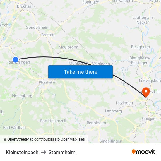 Kleinsteinbach to Stammheim map