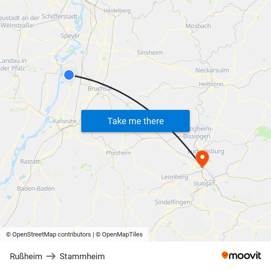 Rußheim to Stammheim map