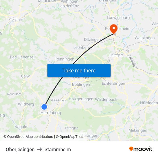 Oberjesingen to Stammheim map