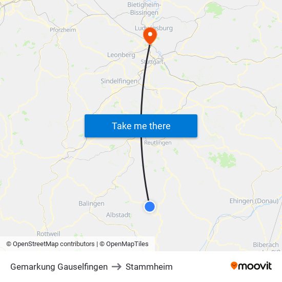 Gemarkung Gauselfingen to Stammheim map