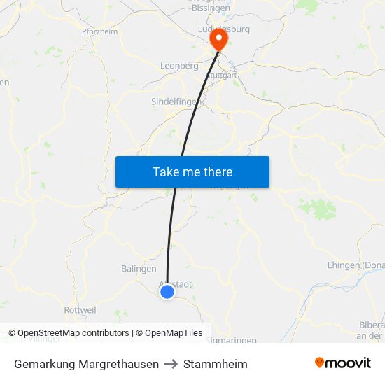 Gemarkung Margrethausen to Stammheim map