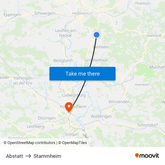 Abstatt to Stammheim map