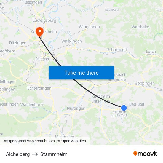Aichelberg to Stammheim map
