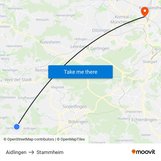Aidlingen to Stammheim map