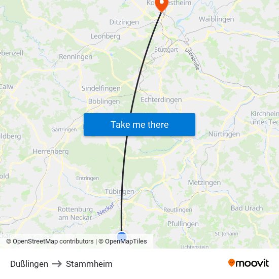 Dußlingen to Stammheim map
