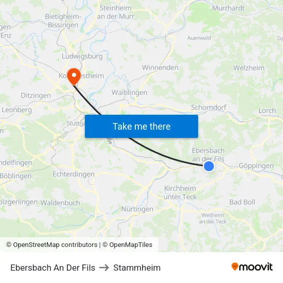 Ebersbach An Der Fils to Stammheim map