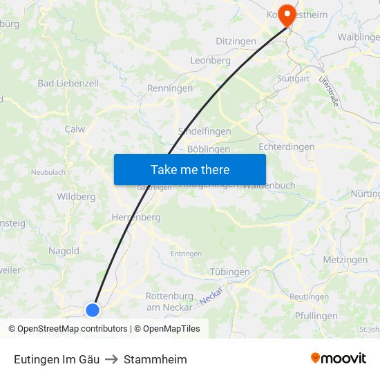 Eutingen Im Gäu to Stammheim map