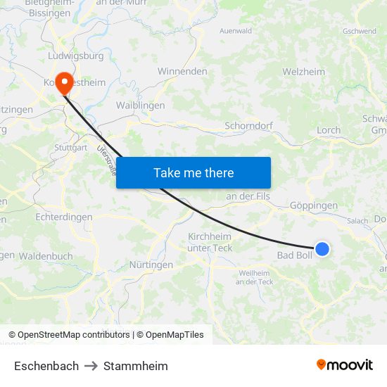 Eschenbach to Stammheim map