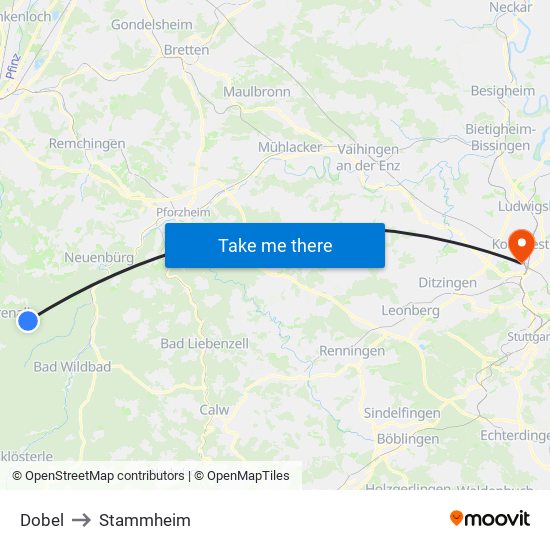 Dobel to Stammheim map