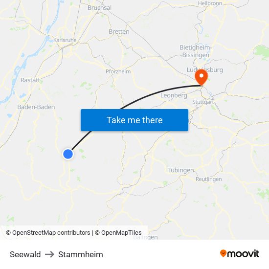 Seewald to Stammheim map