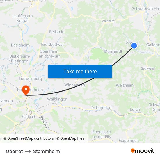 Oberrot to Stammheim map