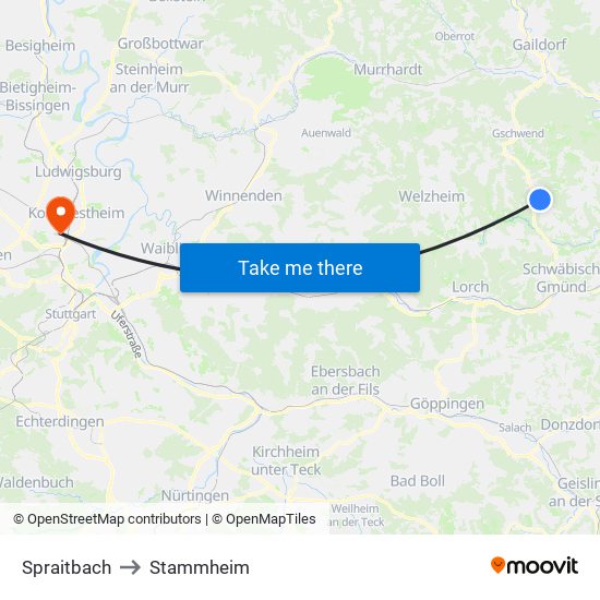 Spraitbach to Stammheim map