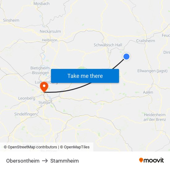 Obersontheim to Stammheim map