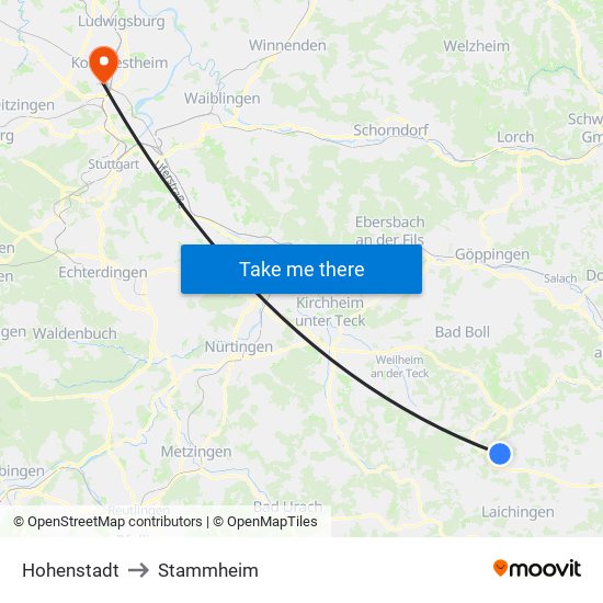 Hohenstadt to Stammheim map