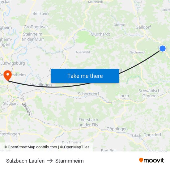 Sulzbach-Laufen to Stammheim map