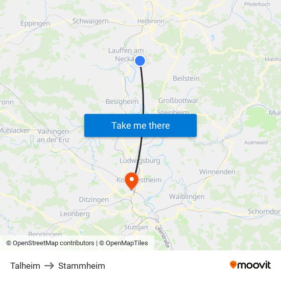 Talheim to Stammheim map