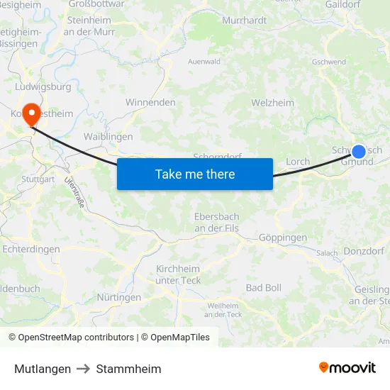 Mutlangen to Stammheim map