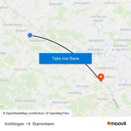 Knittlingen to Stammheim map