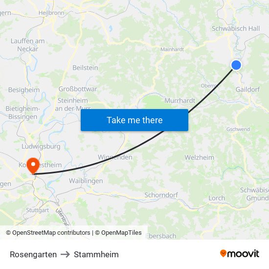 Rosengarten to Stammheim map
