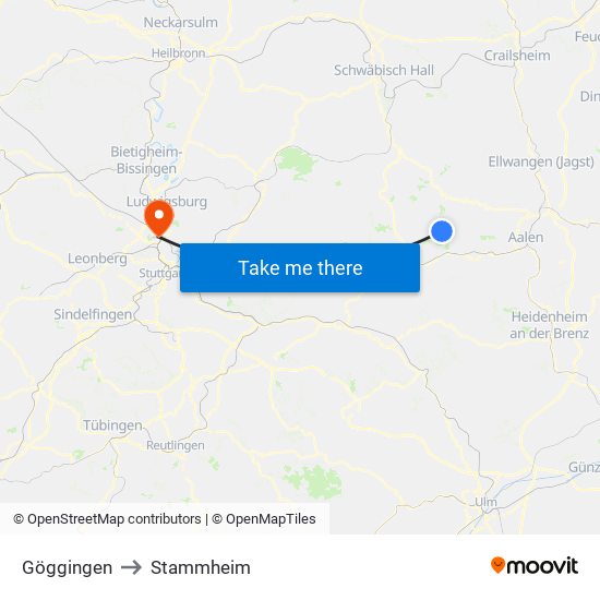 Göggingen to Stammheim map