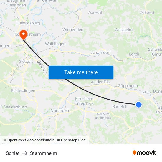 Schlat to Stammheim map