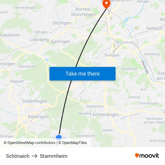 Schönaich to Stammheim map