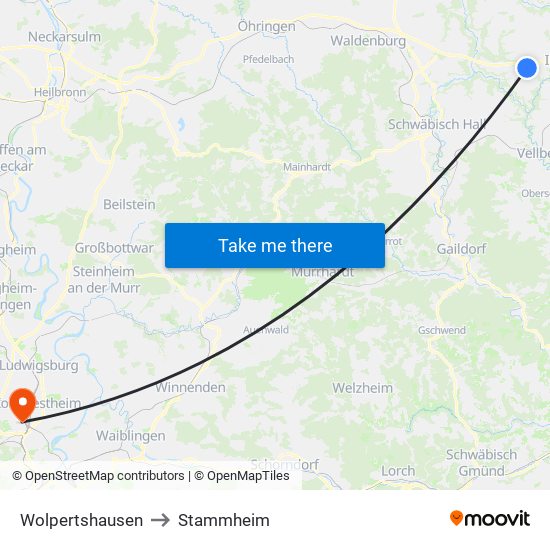 Wolpertshausen to Stammheim map