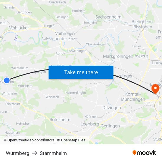 Wurmberg to Stammheim map