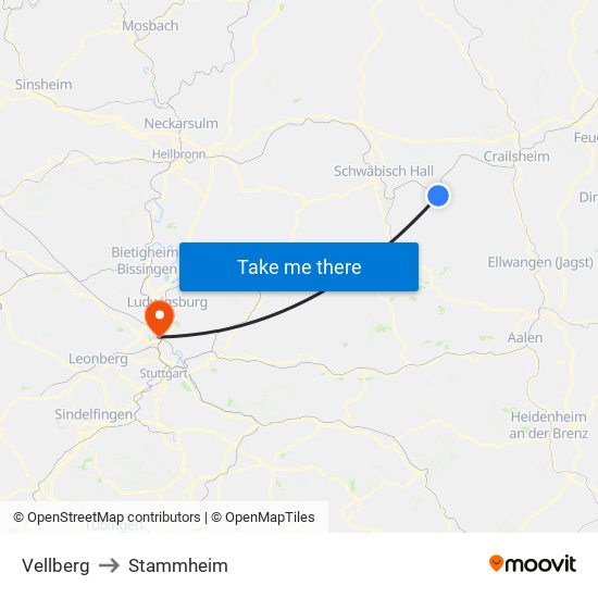 Vellberg to Stammheim map