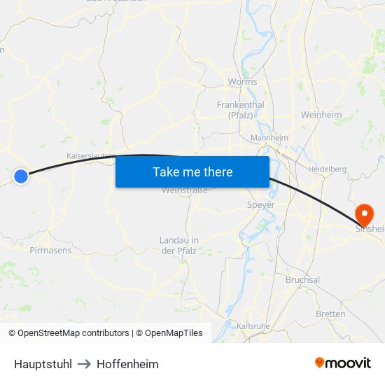 Hauptstuhl to Hoffenheim map