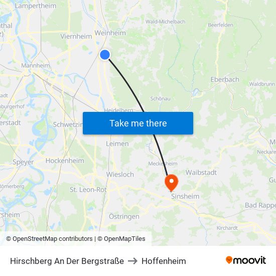 Hirschberg An Der Bergstraße to Hoffenheim map