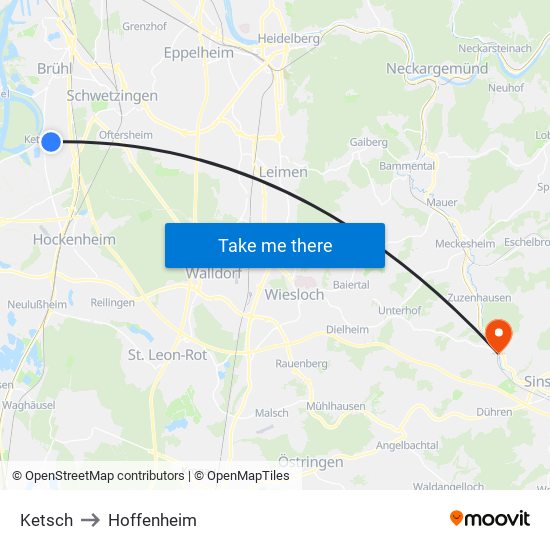 Ketsch to Hoffenheim map