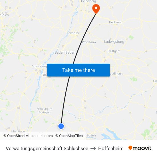 Verwaltungsgemeinschaft Schluchsee to Hoffenheim map