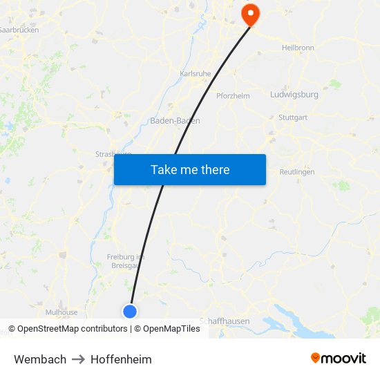 Wembach to Hoffenheim map