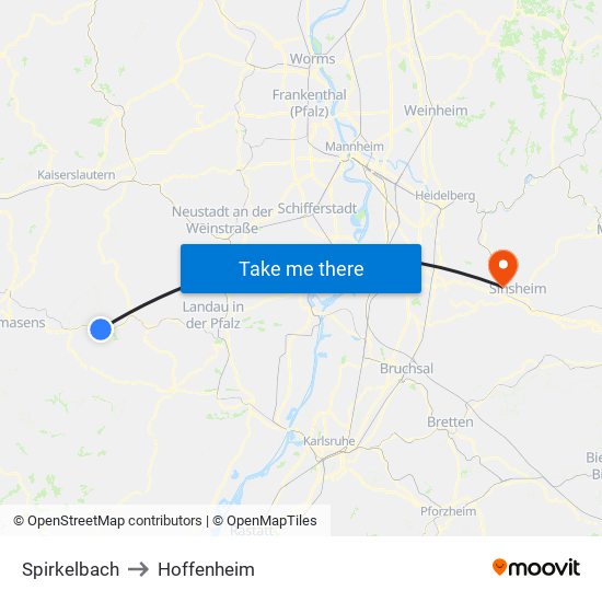 Spirkelbach to Hoffenheim map