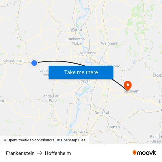 Frankenstein to Hoffenheim map