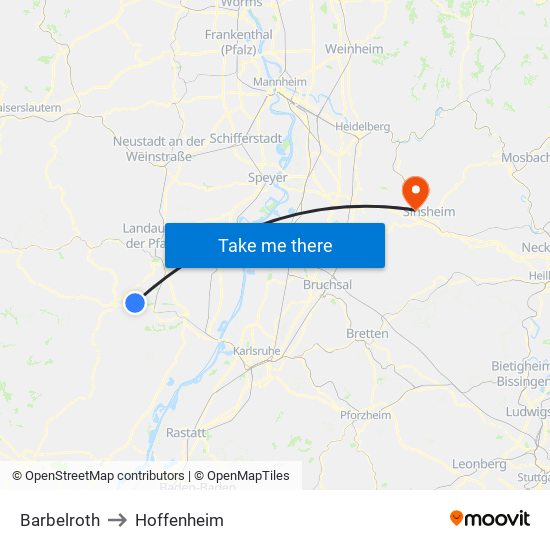 Barbelroth to Hoffenheim map