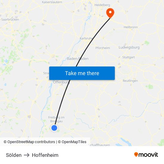 Sölden to Hoffenheim map