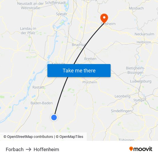 Forbach to Hoffenheim map