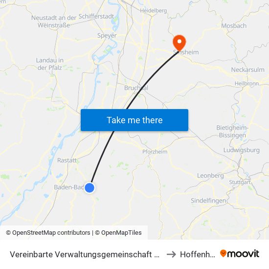 Vereinbarte Verwaltungsgemeinschaft Gernsbach to Hoffenheim map