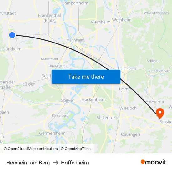 Herxheim am Berg to Hoffenheim map