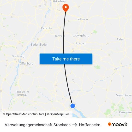 Verwaltungsgemeinschaft Stockach to Hoffenheim map