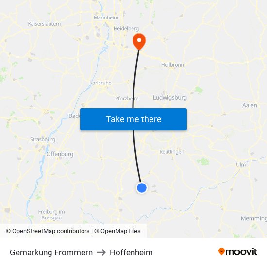 Gemarkung Frommern to Hoffenheim map