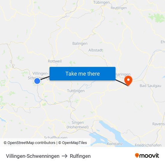 Villingen-Schwenningen to Rulfingen map